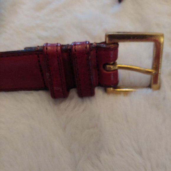 Coach leather belt with brass buckle size 34 burgandy - Picture 2 of 15